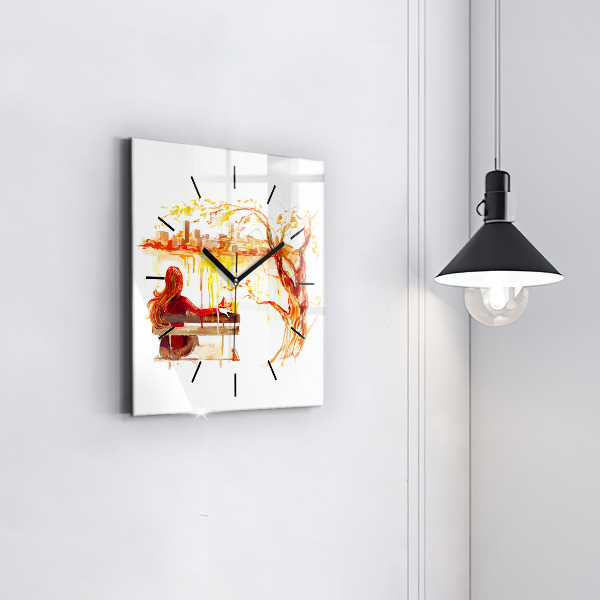 Szögletes fali üvegóra Őszi táj