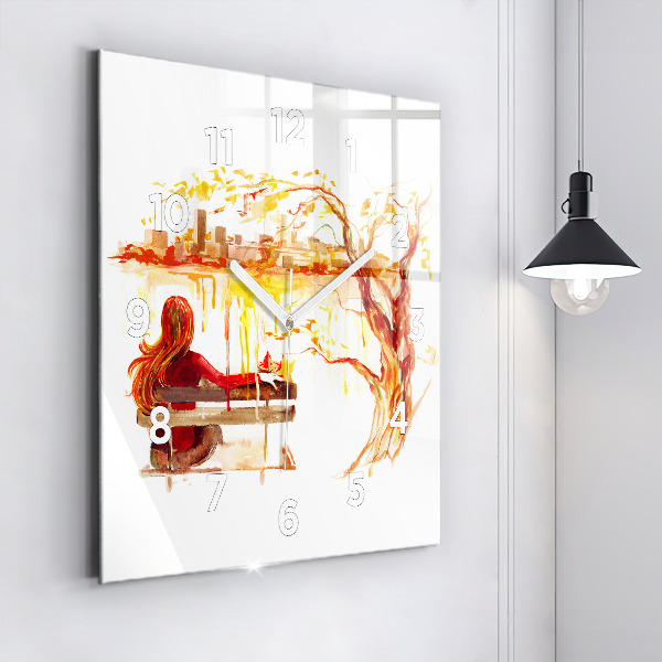 Szögletes fali üvegóra Őszi táj