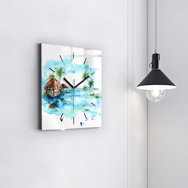 Szögletes fali üvegóra Kép egy lakatlan szigetről