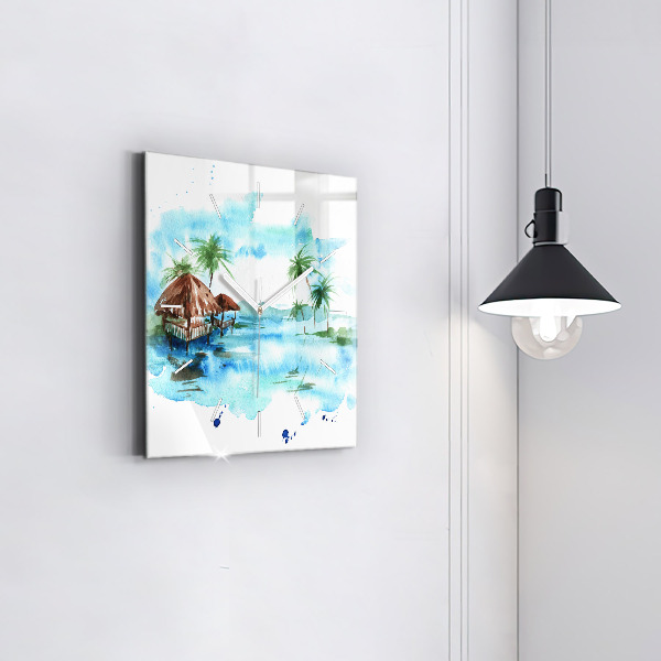 Szögletes fali üvegóra Kép egy lakatlan szigetről