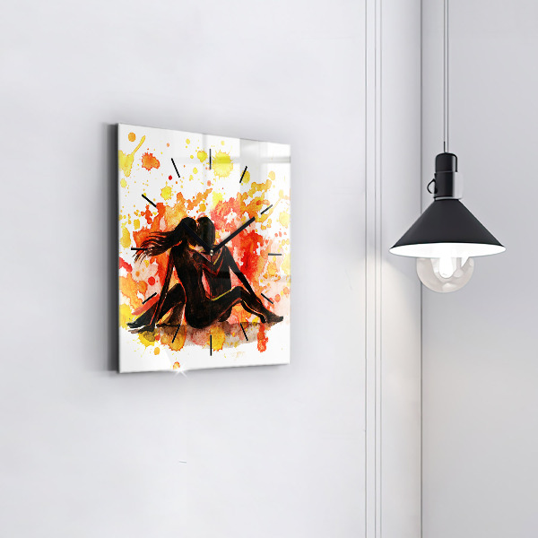 Szögletes fali üvegóra Szerelem és egy szerelmes pár