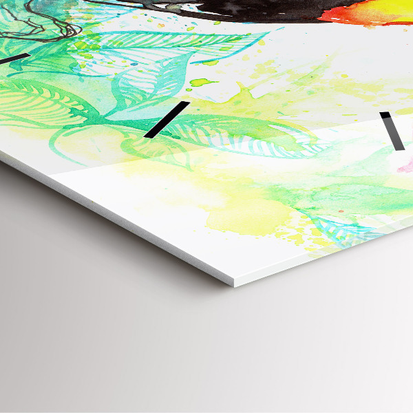 Szögletes fali üvegóra Tukán a fűben