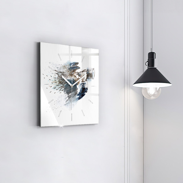 Szögletes fali üvegóra Kapitány távcsővel