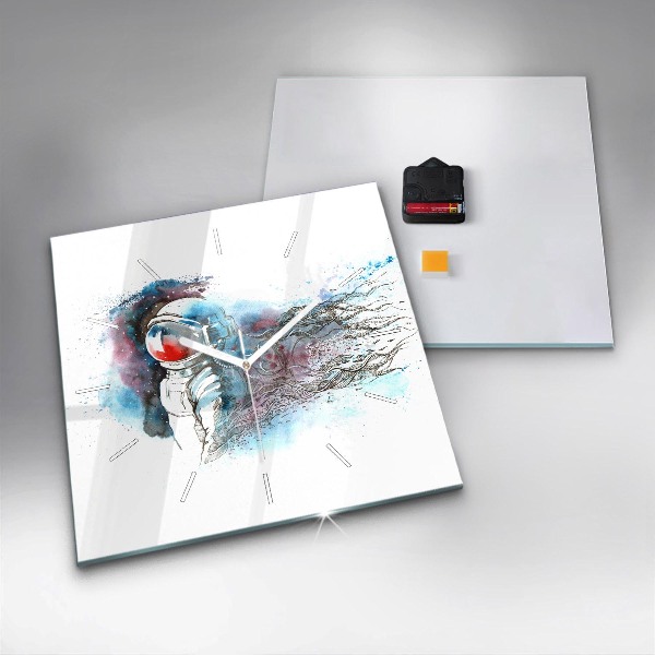 Szögletes fali üvegóra Űrhajós absztrakció