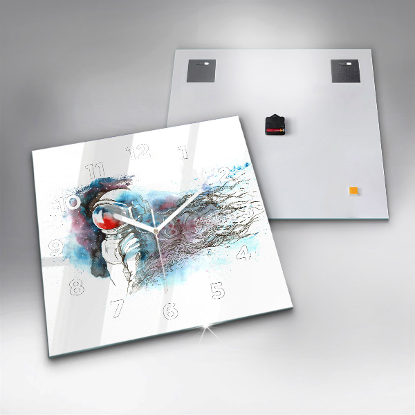 Szögletes fali üvegóra Űrhajós absztrakció