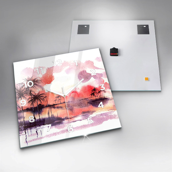 Szögletes fali üvegóra Trópusi táj