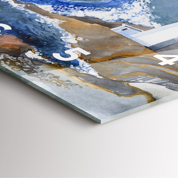 Szögletes fali üvegóra Tenger és világítótorony