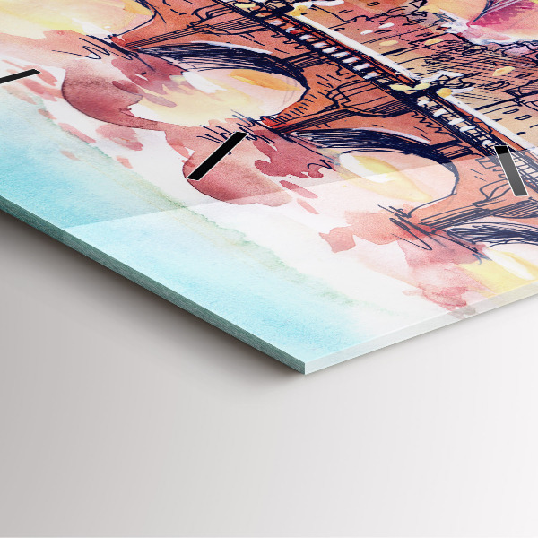 Szögletes fali üvegóra Párizs festett tája