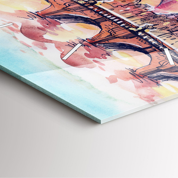 Szögletes fali üvegóra Párizs festett tája