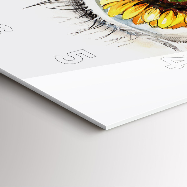 Szögletes fali üvegóra Napraforgó virág a szemben