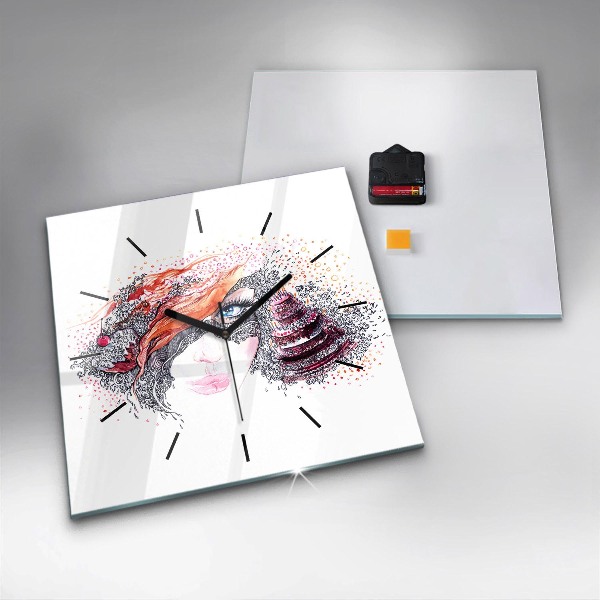 Szögletes fali üvegóra Édes nő tortával