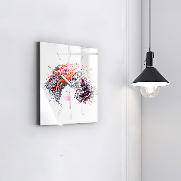 Szögletes fali üvegóra Édes nő tortával