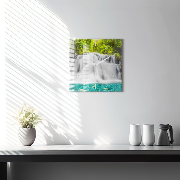 Szögletes fali üvegóra Vízesés Thaiföldön
