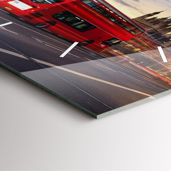 Szögletes fali üvegóra Vörös londoni busz