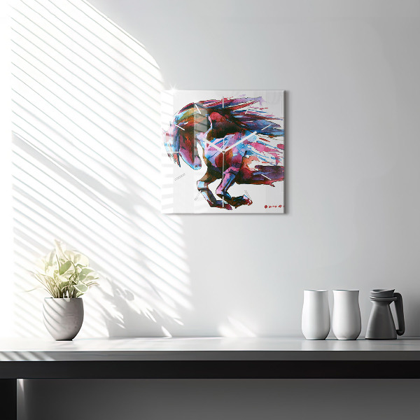 Szögletes fali üvegóra Egy ló szökésben