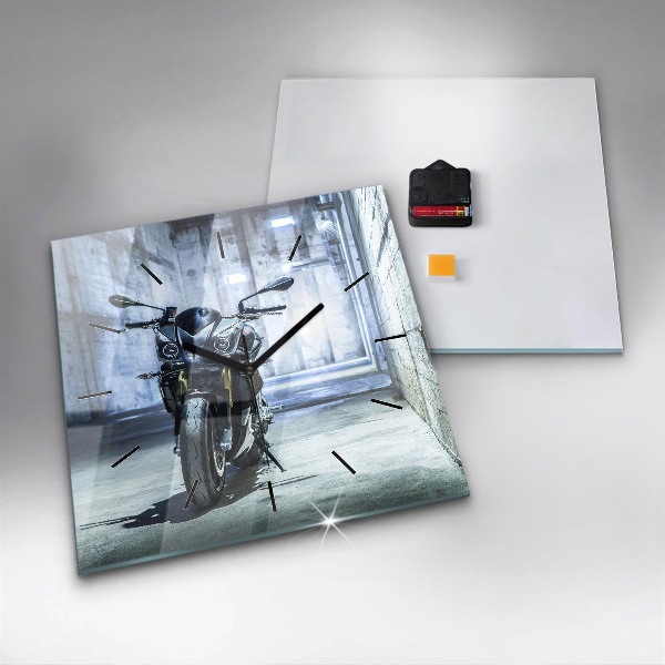 Szögletes fali üvegóra Motorkerékpár a sikátorban