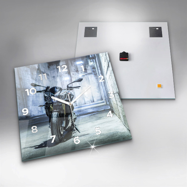 Szögletes fali üvegóra Motorkerékpár a sikátorban