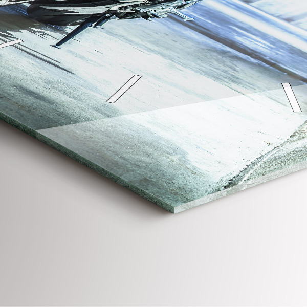 Szögletes fali üvegóra Motorkerékpár a sikátorban