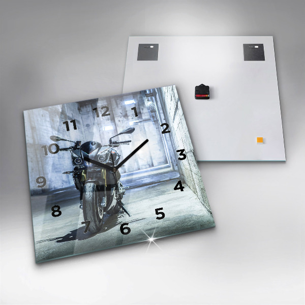 Szögletes fali üvegóra Motorkerékpár a sikátorban