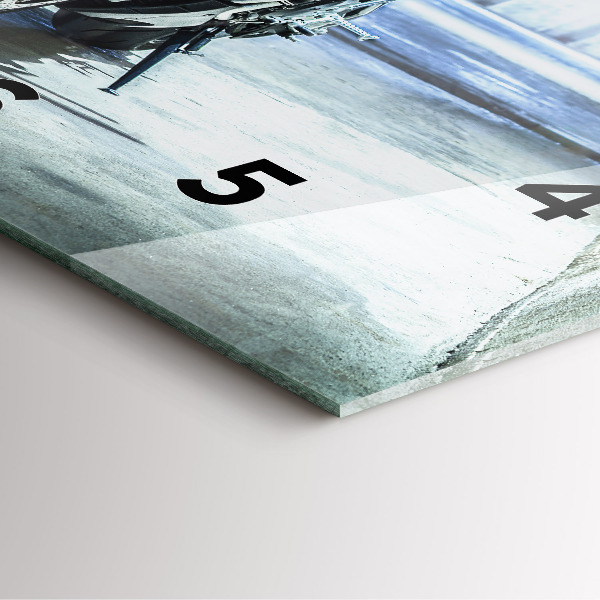 Szögletes fali üvegóra Motorkerékpár a sikátorban