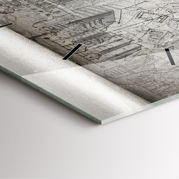 Szögletes fali üvegóra Vázlat a városról