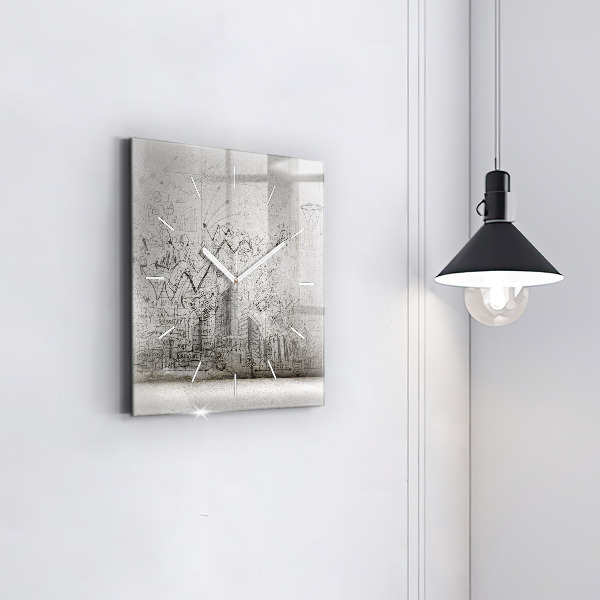 Szögletes fali üvegóra Vázlat a városról