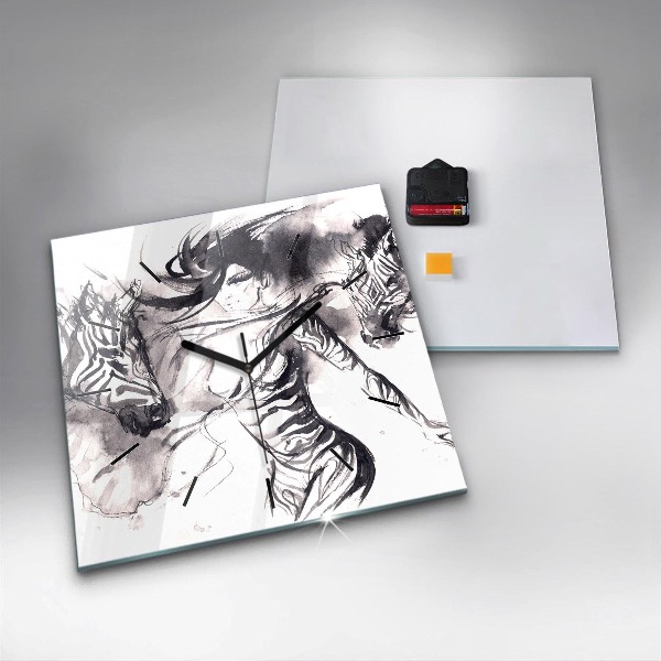 Szögletes fali üvegóra Nő és zebrák