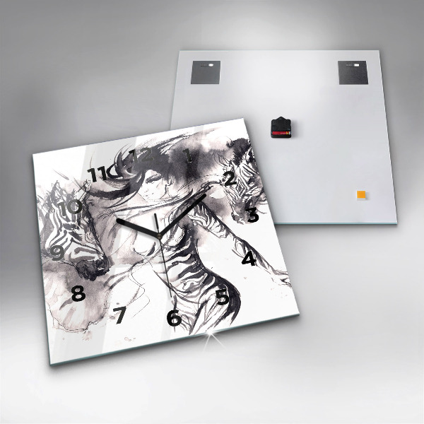 Szögletes fali üvegóra Nő és zebrák