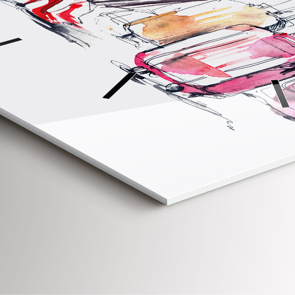 Szögletes fali üvegóra Nő bőröndökkel