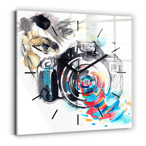 Szögletes fali üvegóra Fotós nő