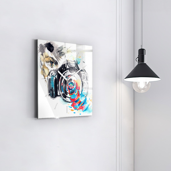 Szögletes fali üvegóra Fotós nő