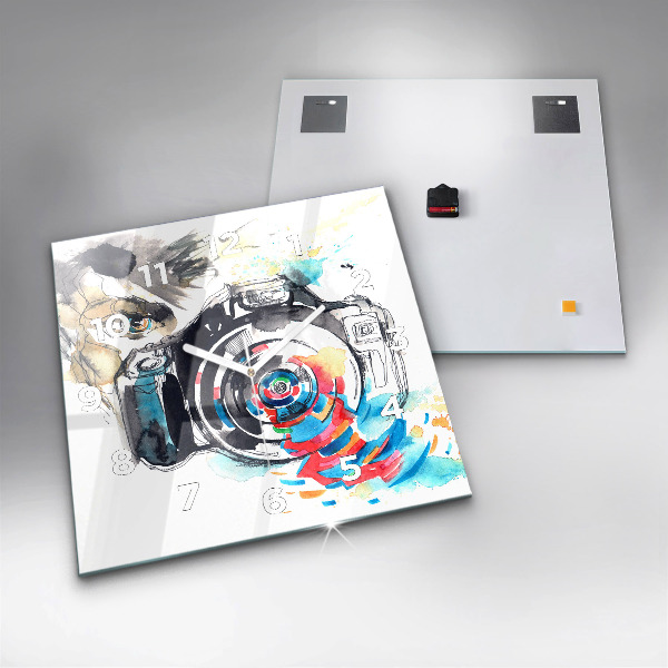 Szögletes fali üvegóra Fotós nő