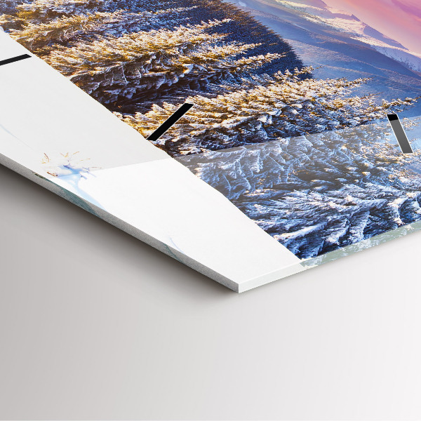 Szögletes fali üvegóra Téli hegyi táj