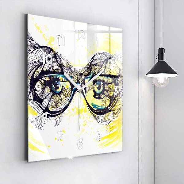 Szögletes fali üvegóra Szemüveggel