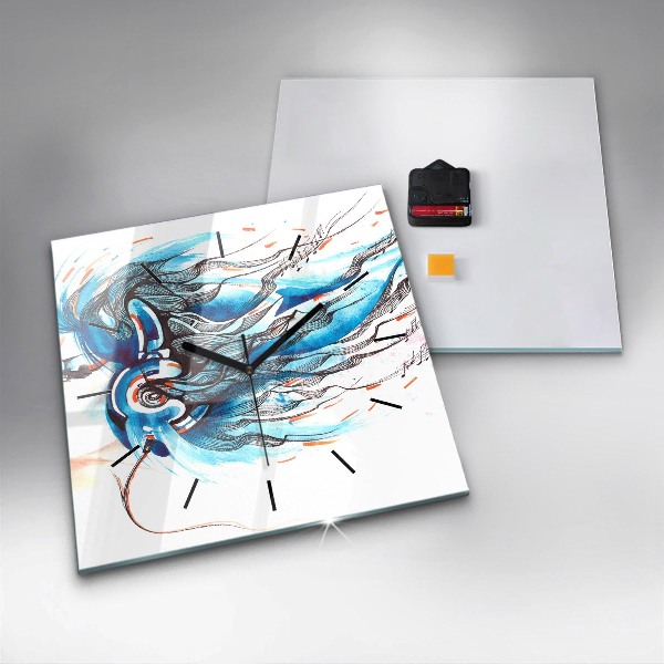 Szögletes fali üvegóra Egy kézibeszélő illusztrációja