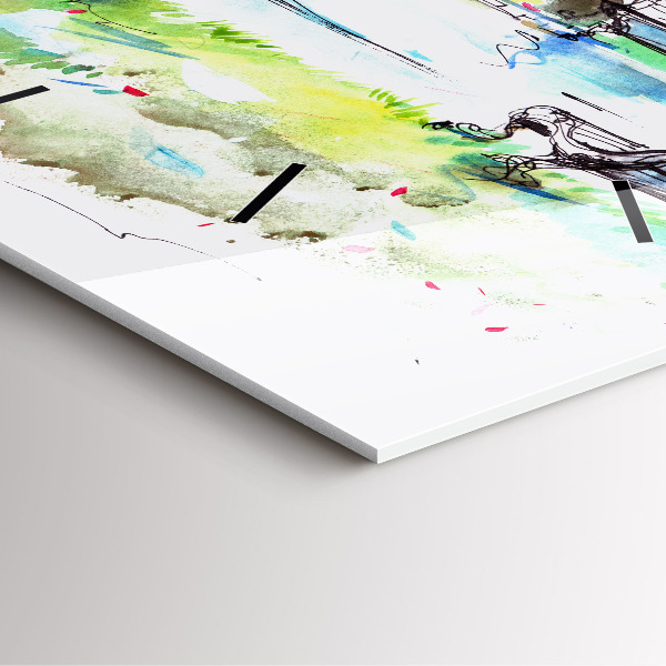 Szögletes fali üvegóra Festői tavasz