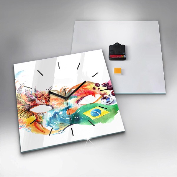 Szögletes fali üvegóra Kultúra - brazil zászló