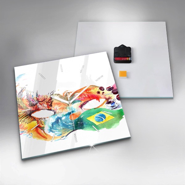 Szögletes fali üvegóra Kultúra - brazil zászló