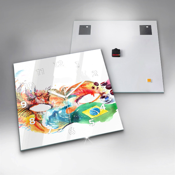 Szögletes fali üvegóra Kultúra - brazil zászló