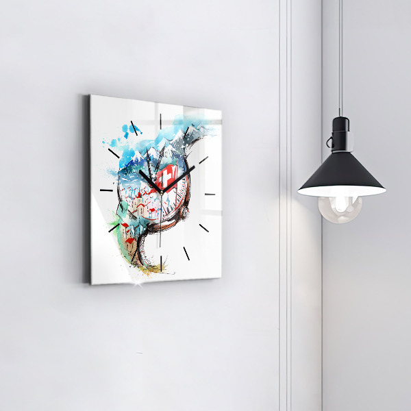 Szögletes fali üvegóra Svájci óra