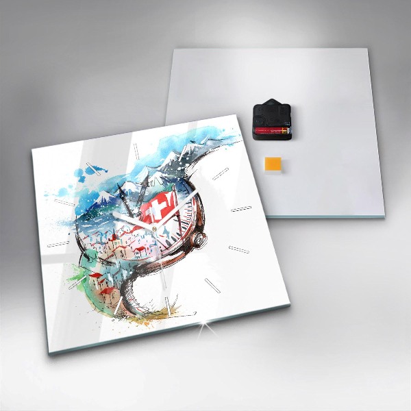 Szögletes fali üvegóra Svájci óra