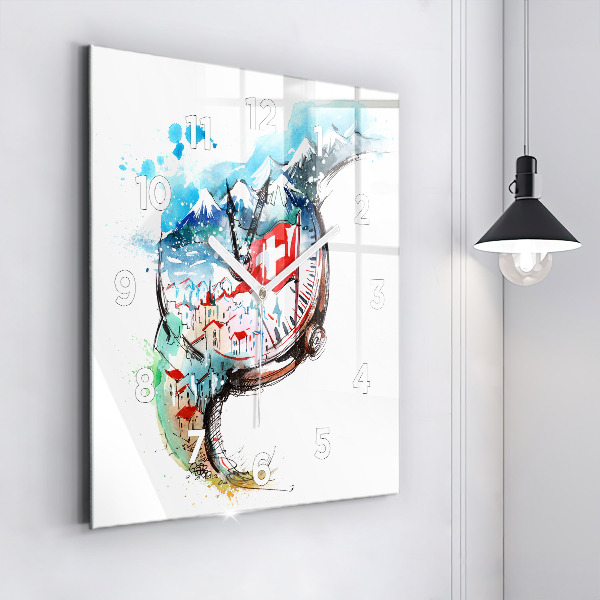 Szögletes fali üvegóra Svájci óra
