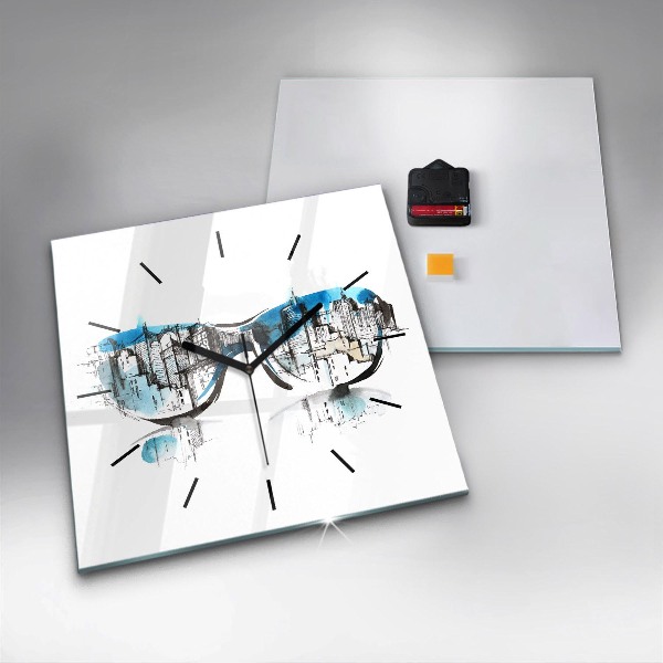 Szögletes fali üvegóra Város szemüvegben
