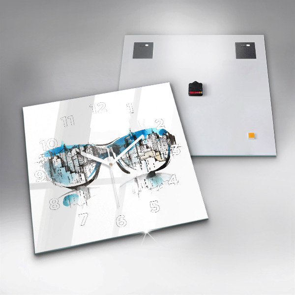 Szögletes fali üvegóra Város szemüvegben