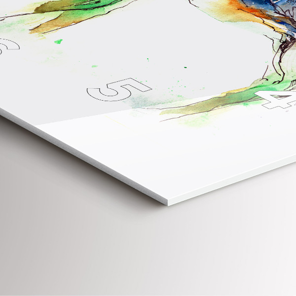 Szögletes fali üvegóra Jávorszarvas és hegyi táj