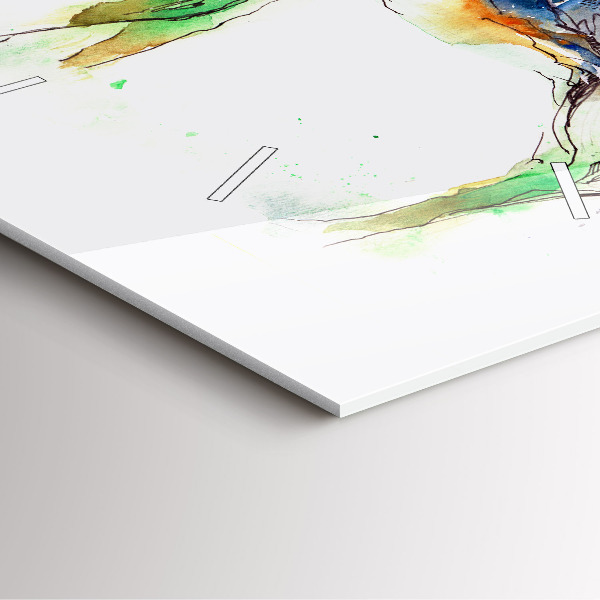 Szögletes fali üvegóra Jávorszarvas és hegyi táj