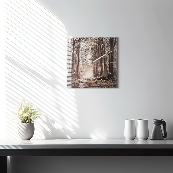 Szögletes fali üvegóra Erdei ösvény szépia