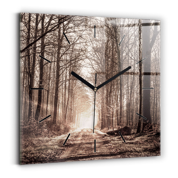 Szögletes fali üvegóra Erdei ösvény szépia