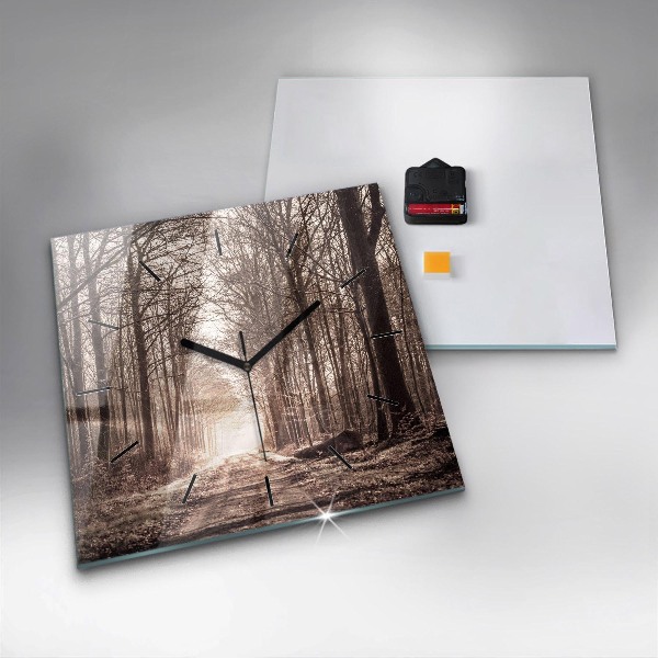 Szögletes fali üvegóra Erdei ösvény szépia