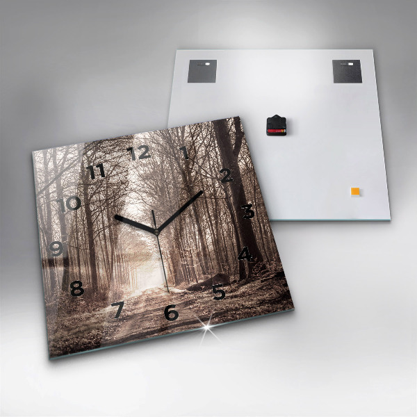 Szögletes fali üvegóra Erdei ösvény szépia